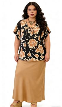 Picture of LOOSE VISCOSE BLOUSE LACE UP COLLAR, PERFECT FOR SUMMER